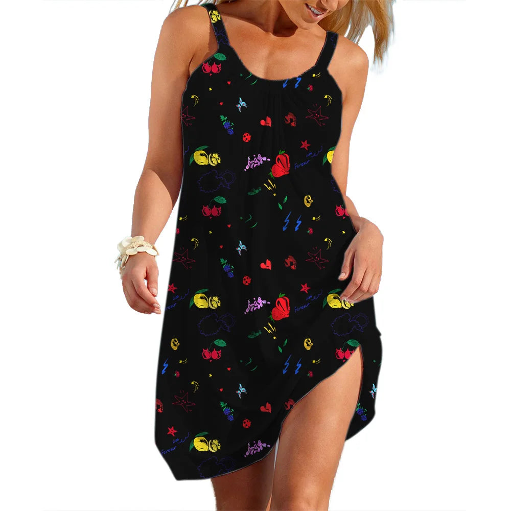 Women’s Summer Slip Dress - Floral Pastoral Style Sleeveless Loose Casual Streetwear Maxi Skirt