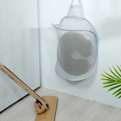 Foldable Dirty Clothes Storage Basket – Wall-Mounted Bathroom Hanging Bag with Frame for Household Laundry