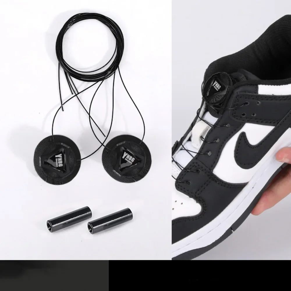 Rotating Metal Wire Swivel Sneaker Laces – No Tie Automatic Buckle for Kids & Adults, Quick Lock Shoestrings