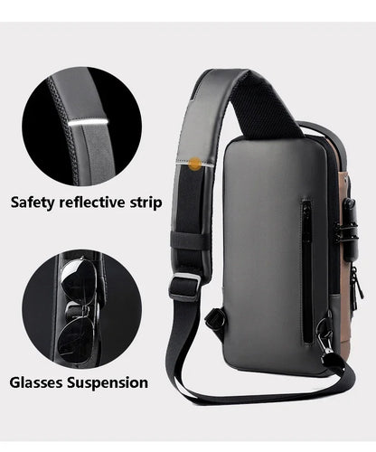 Designer Multifunction Anti-Theft USB Shoulder Bag – Travel Crossbody Messenger Sling Chest Bag for Men, Luxury Brand