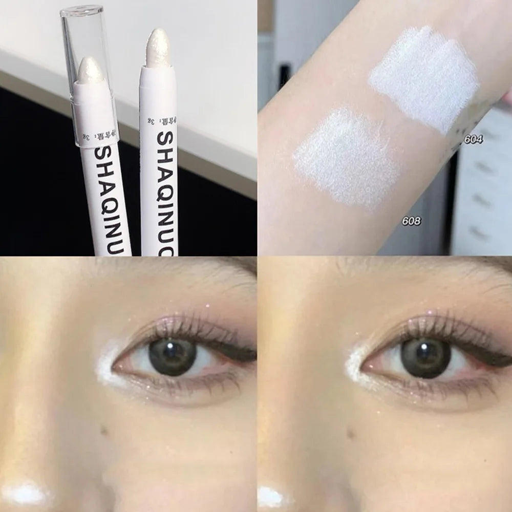 Matte Eyeshadow Stick & White Eyeliner - Shimmer Silver Highlighter Pen