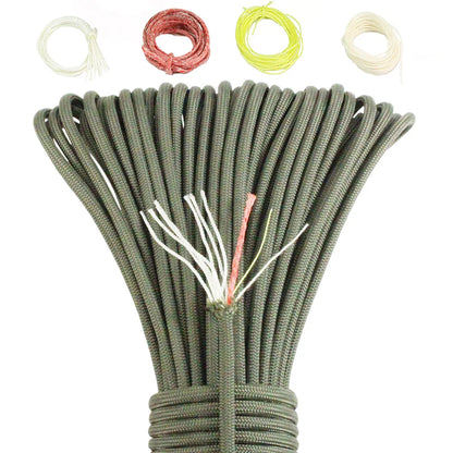10-Strand Multifunctional Paracord 650 – Military-Grade 4mm Camping & Survival Rope with Fishing Line, Copper Wire & Fire Wire