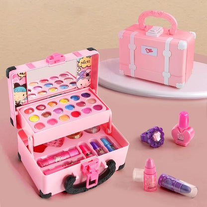 Kids Pretend Makeup Set - Princess Cosmetics Toy Kit with Lipstick & Eyeshadow for Girls