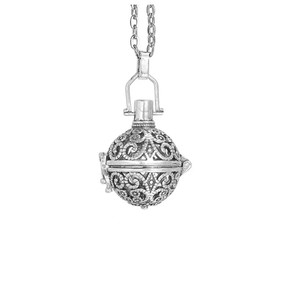 Vintage Mexico Angel Ball Chime Necklace – Antique Locket Aromatherapy Essential Oil Diffuser