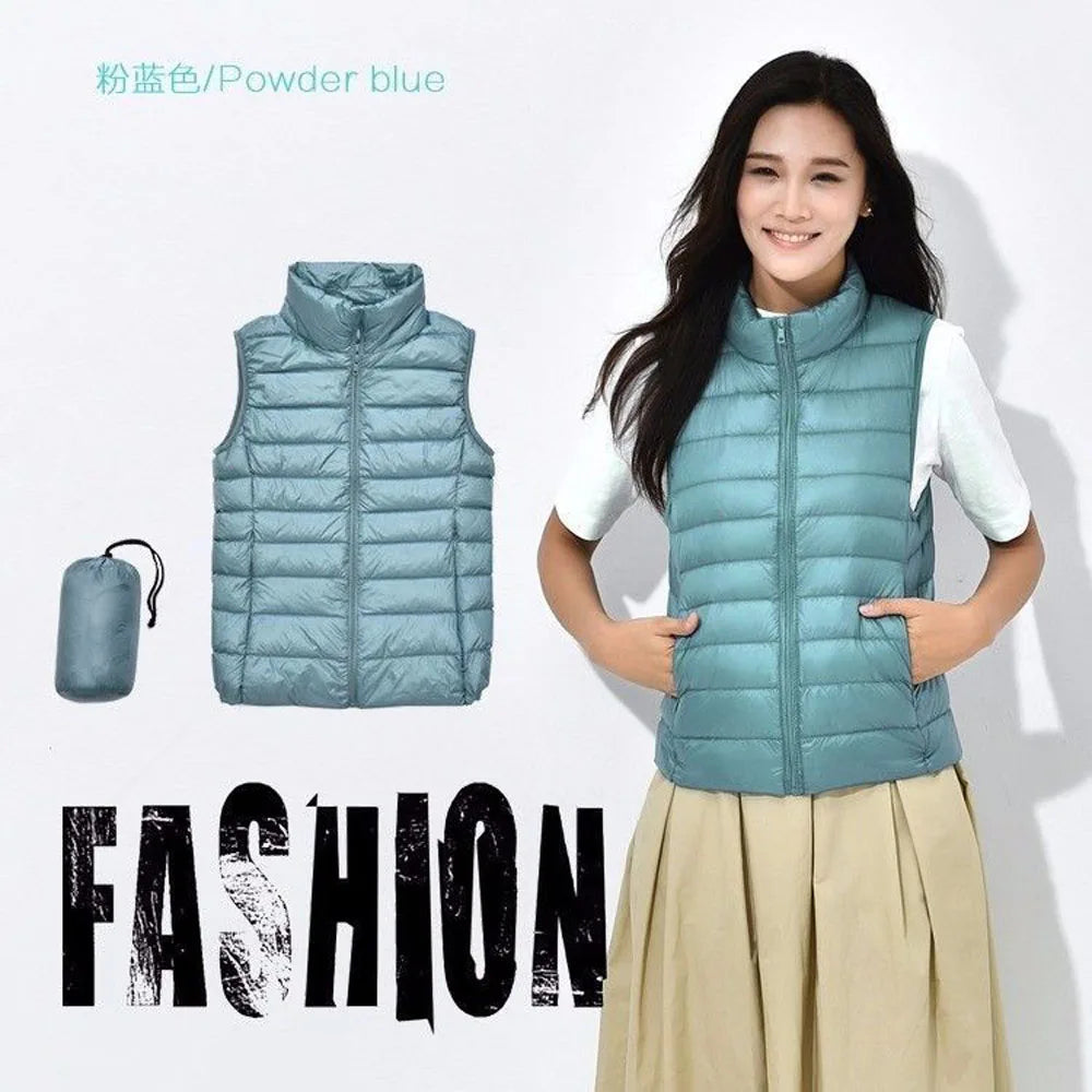 2024 Women's Ultra-Light Down Vest – Slim Sleeveless, Portable & Windproof Lightweight Waistcoat for Girls