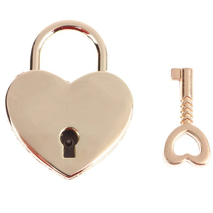 Vintage Heart-Shaped Metal Mini Padlock – Key Lock for Bags, Suitcases, and Luggage Boxes with Key