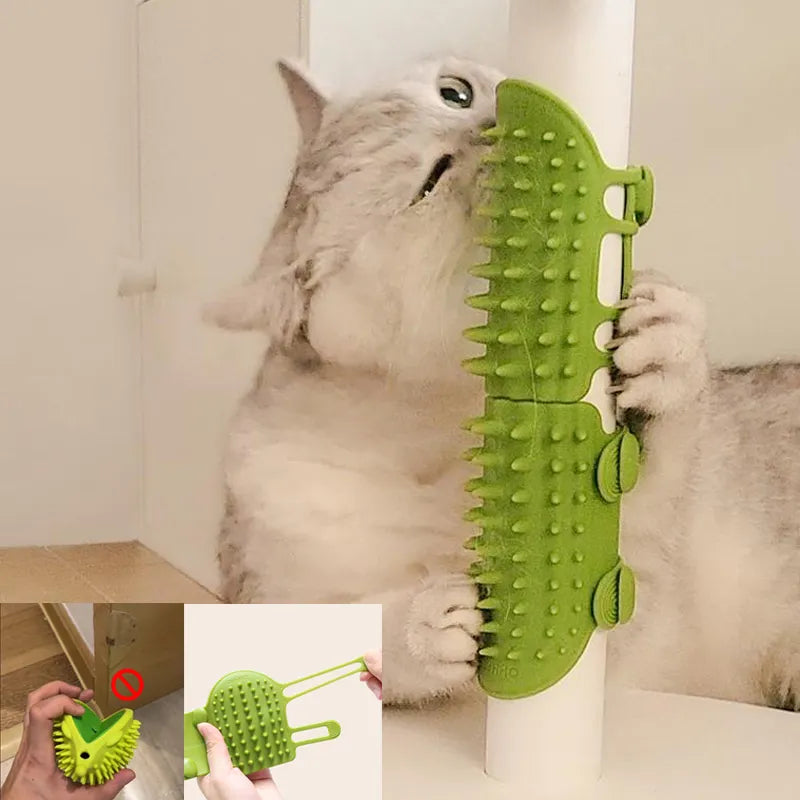 Pet Cat Hair Removal Massage Comb - Scratching Rubbing Brush, Kitten Grooming Self-Cleaning Wall Corner Cat Scratcher Combs