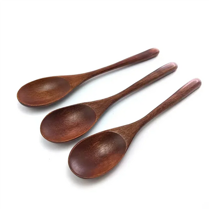 6Pcs Wooden Spoon Set – Natural Wood Kitchen Utensils for Soup, Dessert & Dinner Serving
