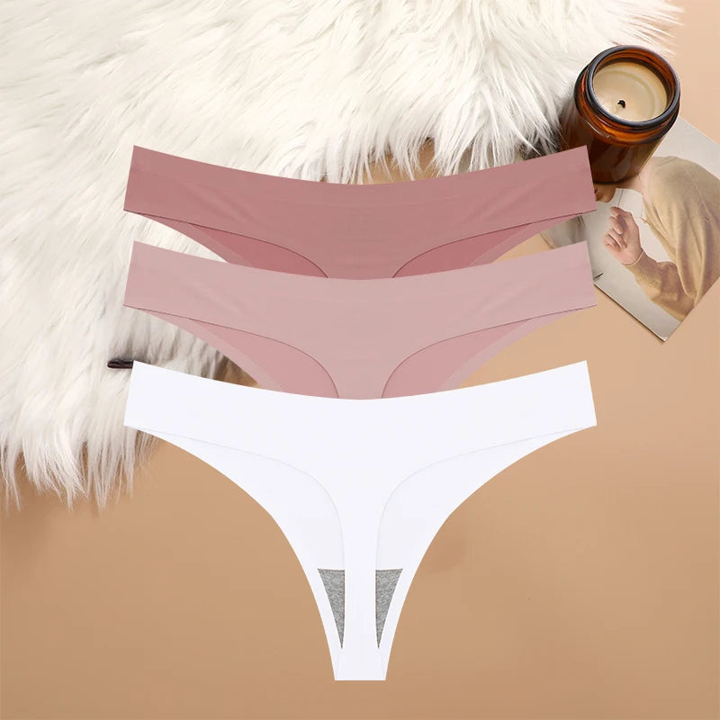 3PCS Sexy G-String Underwear Set – Breathable Seamless Low Waist T-Back Bikini Panties for Women, S-XL Sizes