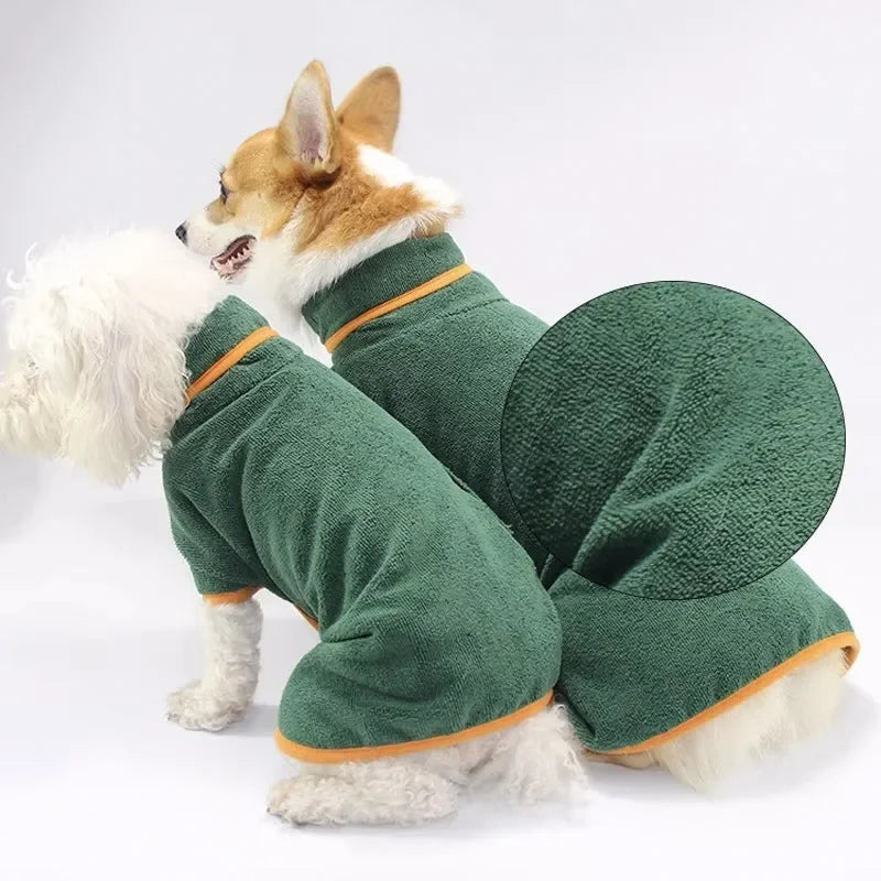 Absorbent Quick Dry Pet Bathrobe – Dog & Cat Bath Towel Robe for Small & Large Pets, Fast Drying Pet Cleaning Supplies