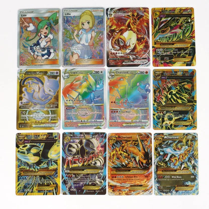 60-100Pcs English Pokemon Cards – Holographic EX, Vstar, Vmax, GX, Charizard, Mewtwo & Evolution Combos