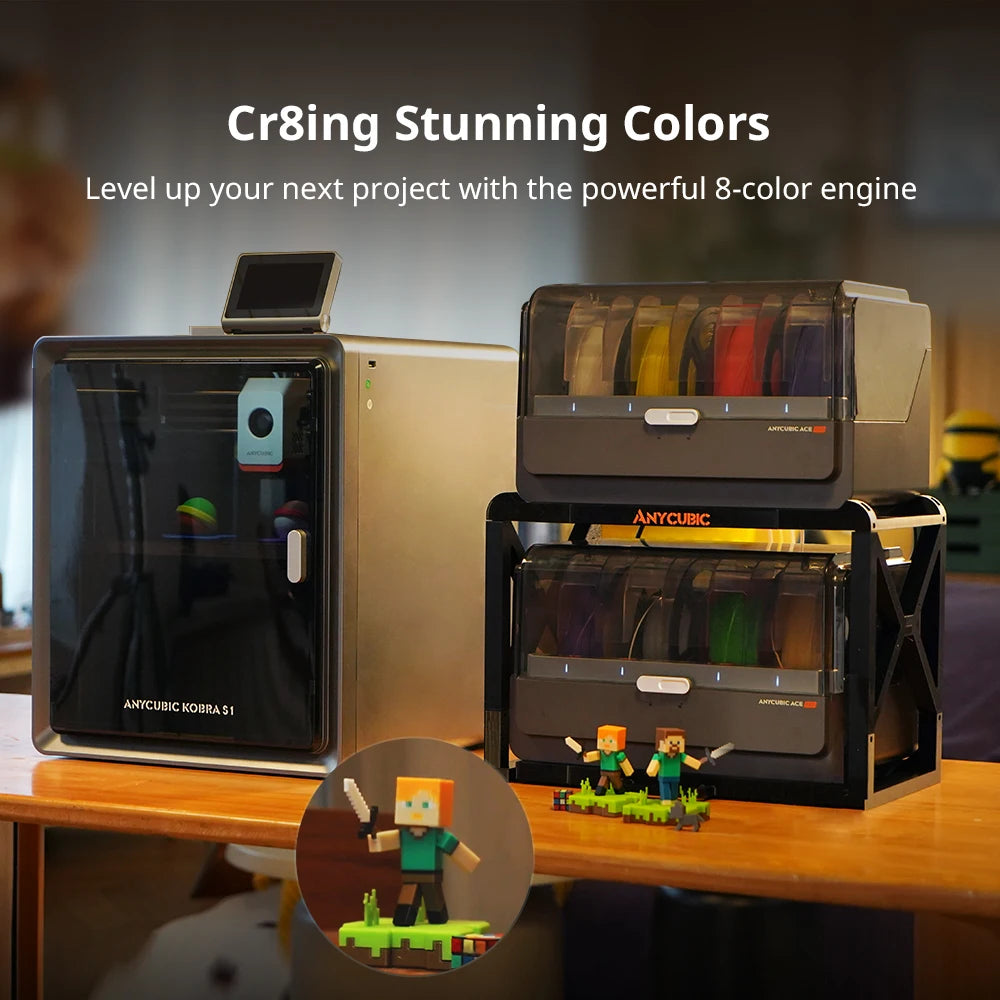 Anycubic Kobra S1 Combo Multi-Color 3D Printer – High Precision Core XY, Ultra-Quiet, Max Speed 600mm/s, Stable Structure