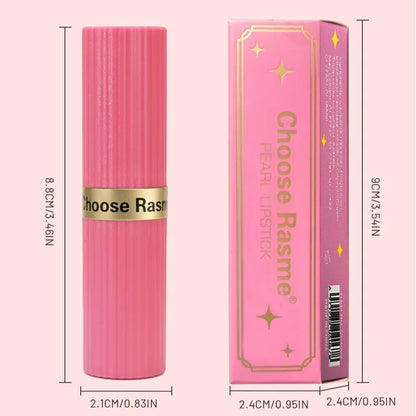 Pearlescent Pink Glitter Lipstick - Waterproof Long-Lasting Matte Metallic Shimmer Makeup