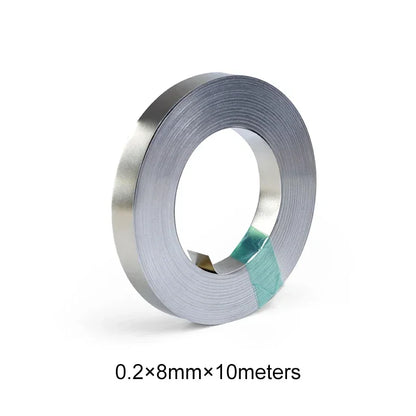10m Roll 18650 Li-ion Battery Nickel-Plated Strip – 0.1-0.2mm Spot Welder Connector Steel Belt