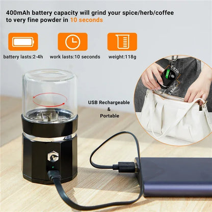 SMO Portable Electric Tobacco & Herb Grinder – Dry Grass Crusher Machine with Intelligent Touch Smoke Prevention