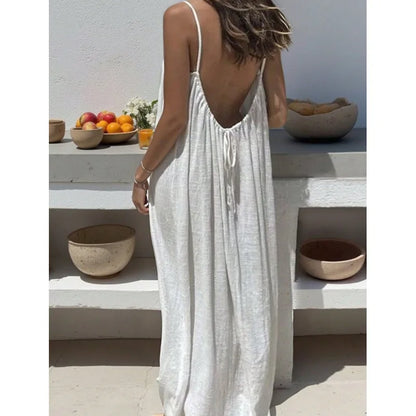 Women Strapless Backless Maxi Dress - Loose Comfortable Casual Home Sleepwear Long Dress