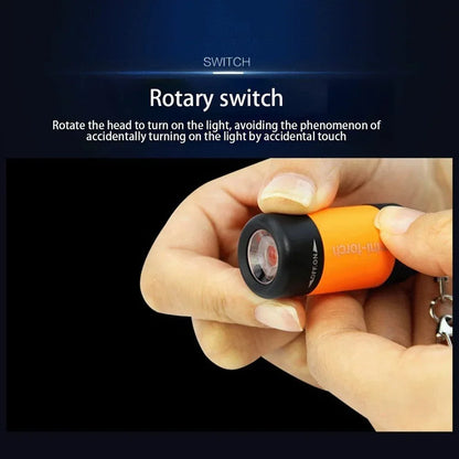 Mini Keychain Pocket Torch - USB Rechargeable LED Light, Waterproof Flashlight Lamp for EDC