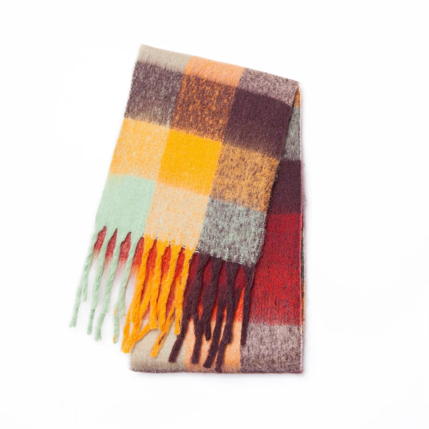 2025 Women's Winter Thick Cashmere Scarf – Warm Pashmina Shawl with Rainbow Tassels & Wraps