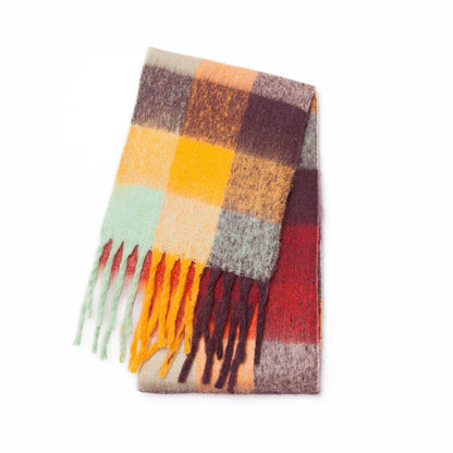 2025 Women's Winter Thick Cashmere Scarf – Warm Pashmina Shawl with Rainbow Tassels & Wraps