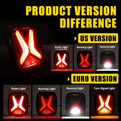LED Rear Tail Lights for Jeep Wrangler CJ TJ YJ 1998–2006 – X-Shape Smoked Brake & DRL Lamps 12V Universal Fit