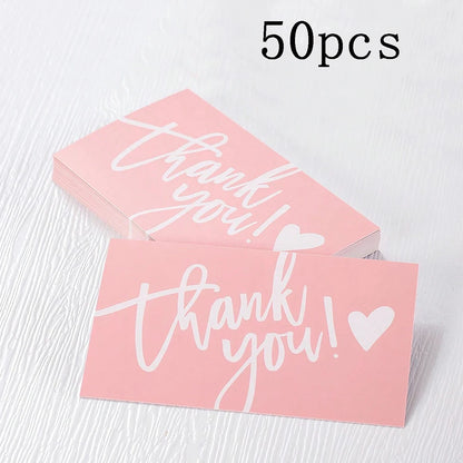 50pcs Thank You Business Cards – Customer Appreciation Gift Labels for Small Business, Cake Packaging & Retail Shop Branding Cards