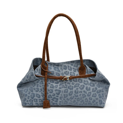 Leopard PU Leather Shoulder Bag for Women – Luxury Designer Tote Handbag with Short Handle, Trendy 2026 Style