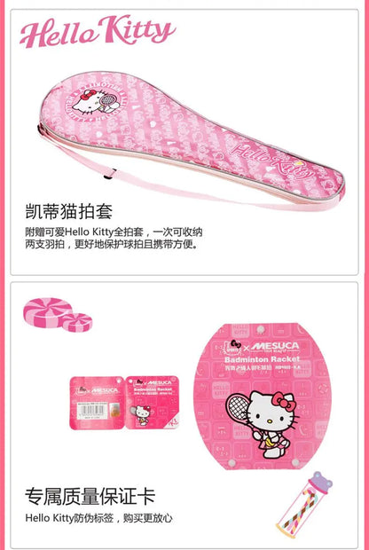 Hello Kitty Kawaii Anime Badminton Racket Set – Ultra-Light Durable Double Rackets, Cute Sports Gift