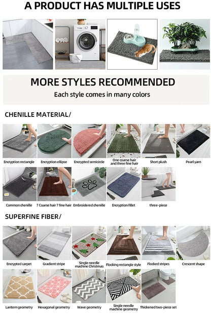 Diatomaceous Earth Bath Mat – Super Absorbent, Fast-Drying, Anti-Slip Rubber Floor Mat for Bathroom, Kitchen & Laundry