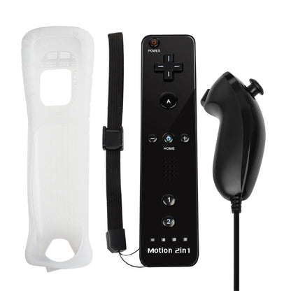 2-in-1 Nintendo Wii Controller Set | Wireless Remote Gamepad with Motion Plus Joystick & Silicone Case