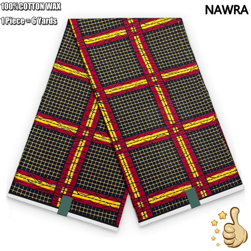100% Cotton African Real Wax Fabric - Ankara Batik Pagne Sewing Material for Women's Dresses