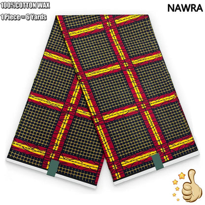100% Cotton African Real Wax Fabric - Ankara Batik Pagne Sewing Material for Women's Dresses