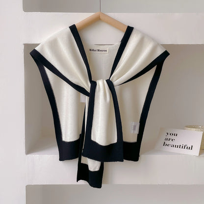 Spring & Autumn Striped Knitted Shawl – High-Grade Neck and Shoulder Scarf for Summer Office & Air-Conditioned Rooms