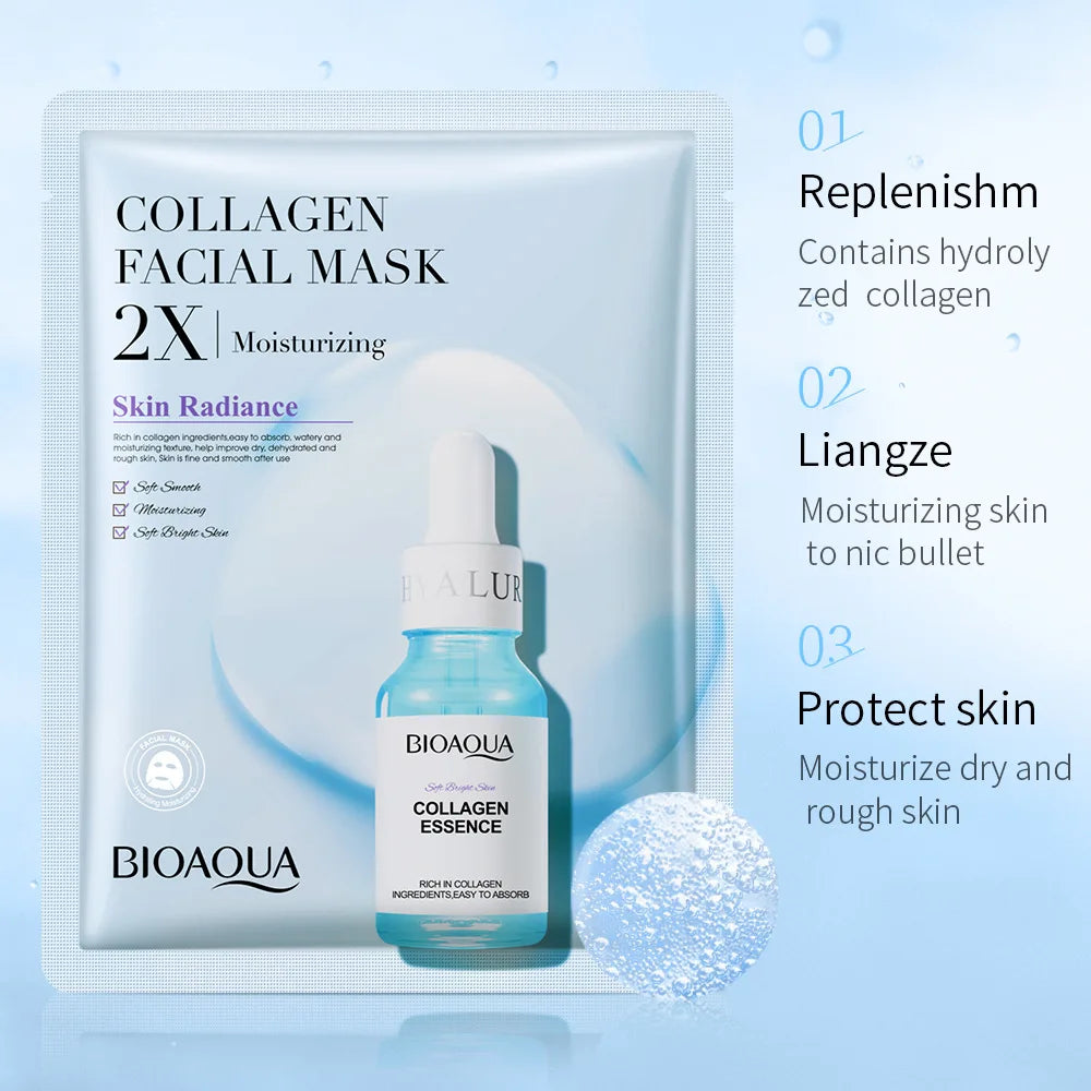 BIOAQUA Moisturizing Face Masks - 20-Piece Hydrating Facial Sheet Mask Set for Brightening & Anti-Aging Skincare