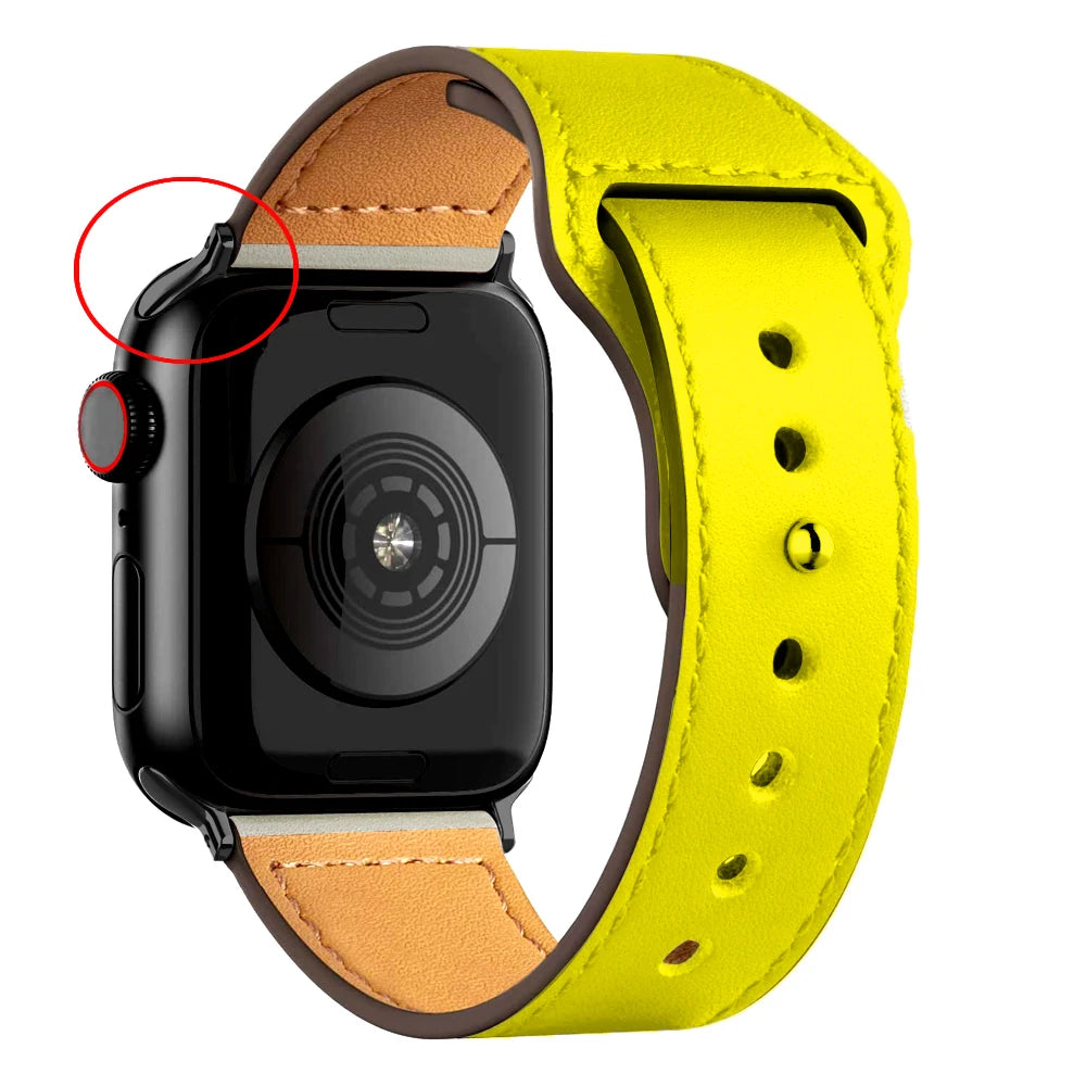 Leather Band for Apple Watch Ultra 2 – Compatible 49mm/45mm/44mm/41mm/40mm/38mm, Wrist Bracelet Strap for iWatch Series 3–9, SE, 4, 5, 6, 7, 8 & 9