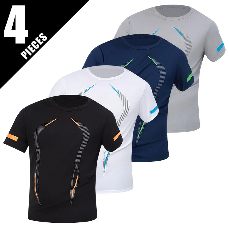 Men’s Summer Quick Dry T-Shirt - Solid Color Short Sleeve Sports Shirt for Running & Casual Wear