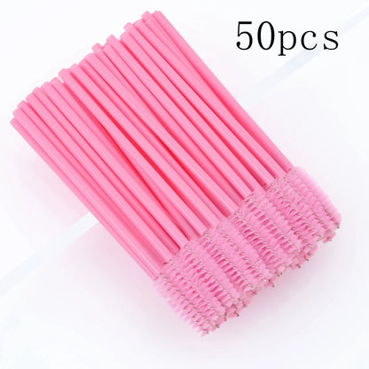 50/1000pcs Disposable Eyelash Brushes - Mascara Wands, Eyebrow Spoolie Applicators & Makeup Extension Tools