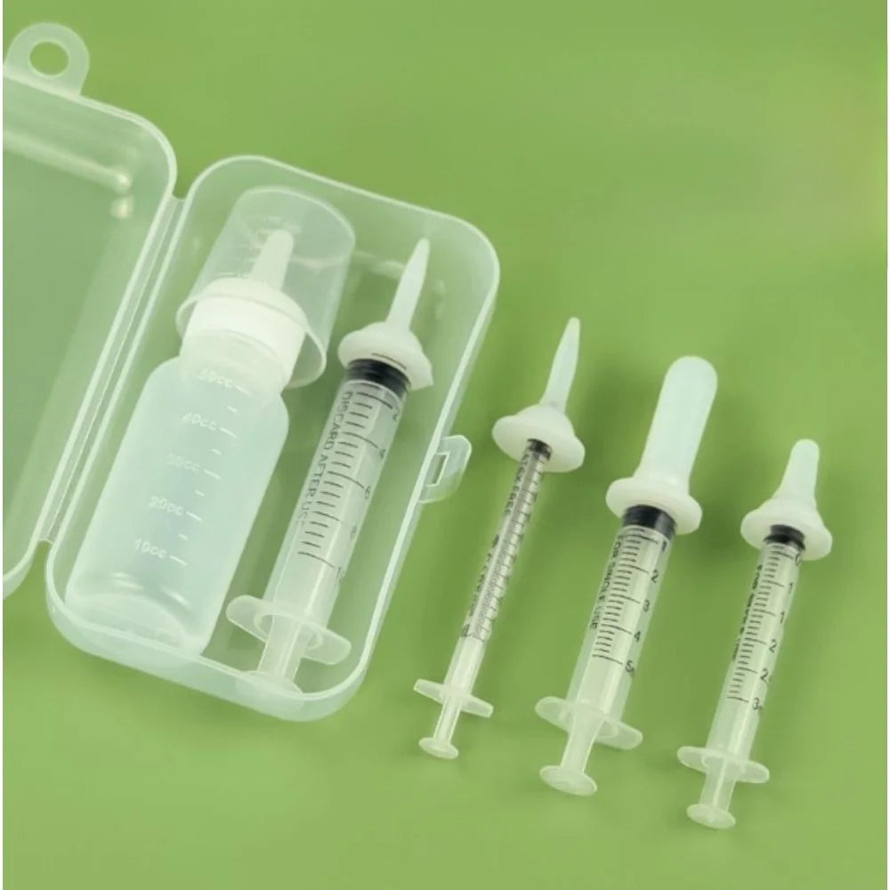 Pet Feeding Device Set - Bottle and Syringe Kit for Newborn Kittens, Puppies, and Pet Medication Feeding