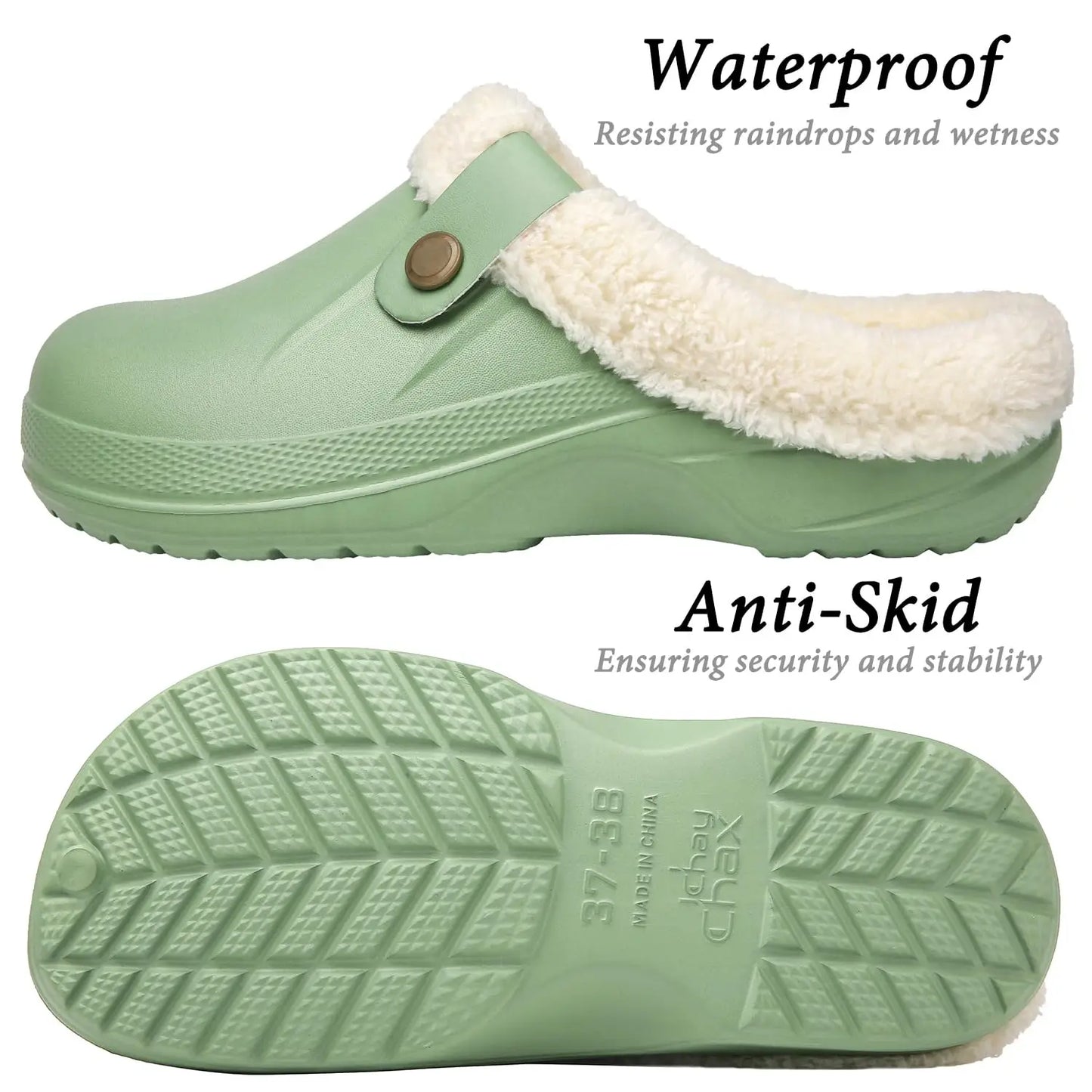 Bebealy Casual Women’s Garden Shoes & Warm Fluffy Men’s Waterproof Winter Slippers – Outdoor Antiskid Classic Leopard Design