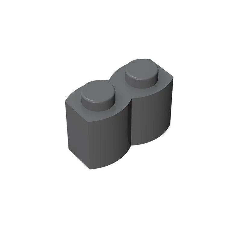 50-Piece 1x2 Log Profile Building Bricks - Modified Modular Blocks for MOC, GBC & Technical Construction Sets