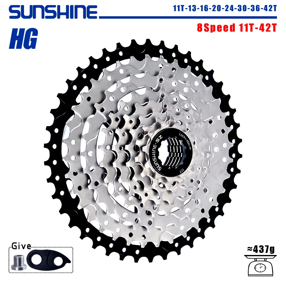 SUNSHINE Bicycle Cassette 8-12 Speed Freewheel - 32T to 52T Sprocket for Shimano/SRAM HG Flywheel