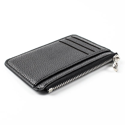 Mini Slim Zipper Card Wallet for Men — Portable Ultra-Thin Black Purse for ID, Bank & Credit Cards