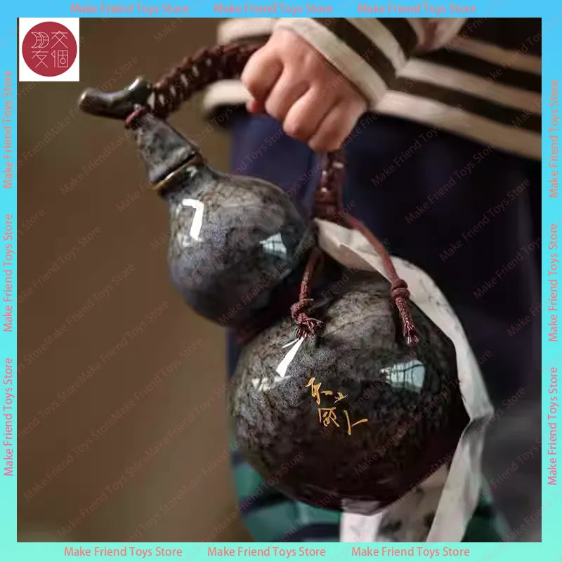800ml Wukong Ceramic Gourd Cup - Ancient-Style Wine Gourd Set with Net Bag