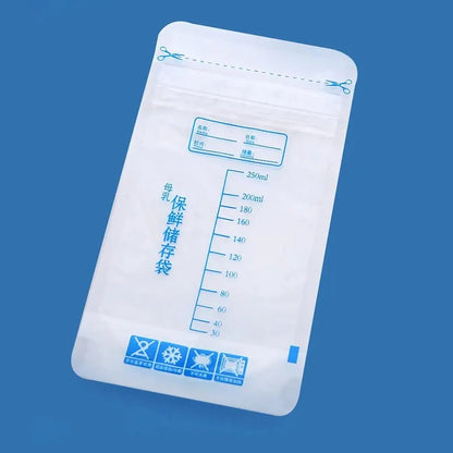 250ml Breastmilk Storage Bags: Self-Standing Baby Food Containers - Leak-Free Milk Freezer Bags, BPA-Free, Pack of 30