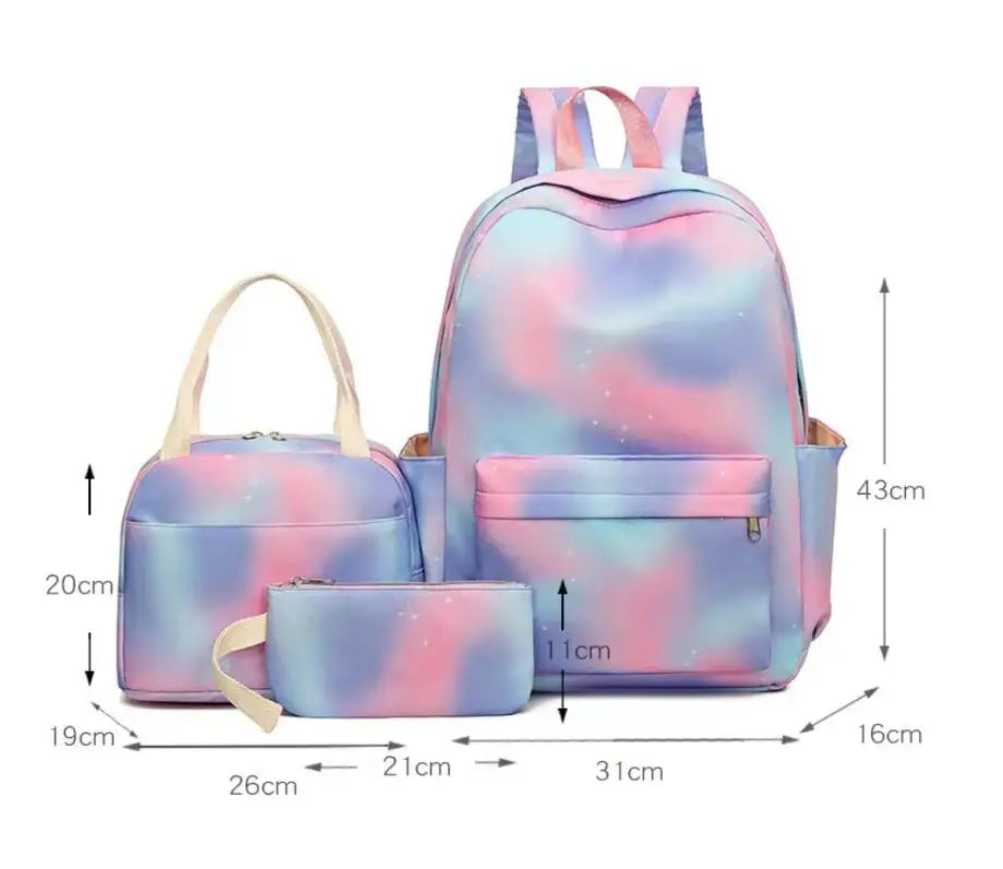 3Pcs Lilo & Stitch School Backpack Set – Colorful Cartoon Bookbag with Lunch Bag for Kids & Teens