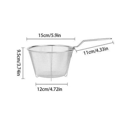 Stainless Steel Frying Strainer Basket - French Fries Deep Fry Basket with Handle, Kitchen Wire Mesh Colander Tool