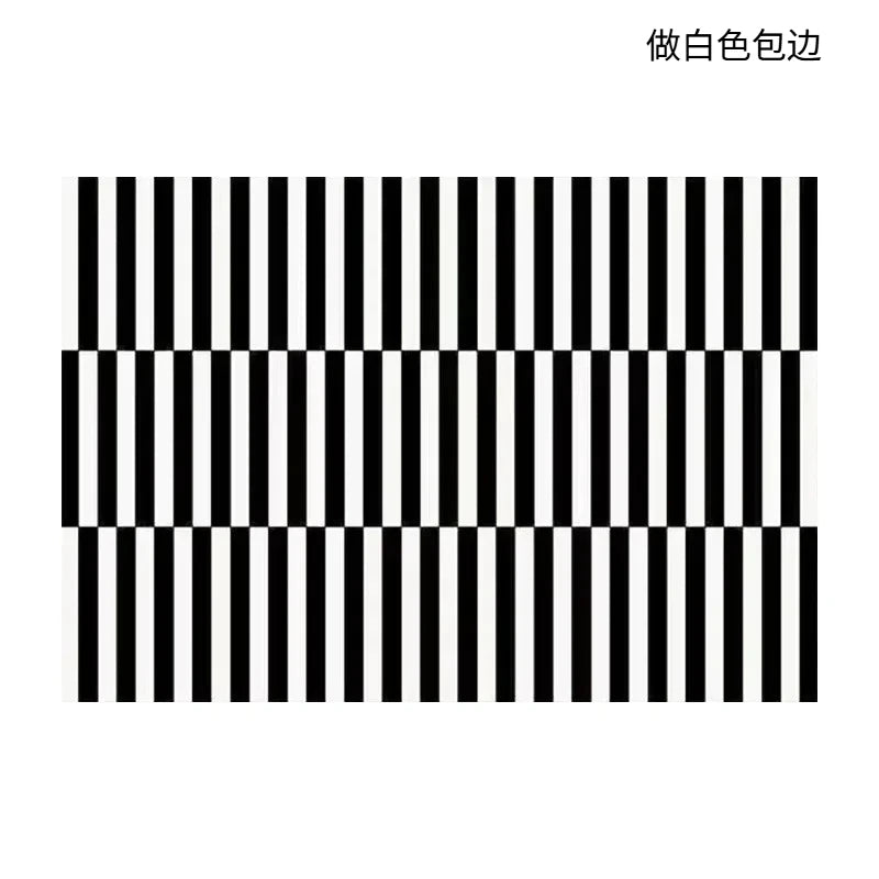Black Stripe Plush Rug — Non-Slip Luxury Carpet for Living Room, Bedroom, Study, and Nordic Home Decor