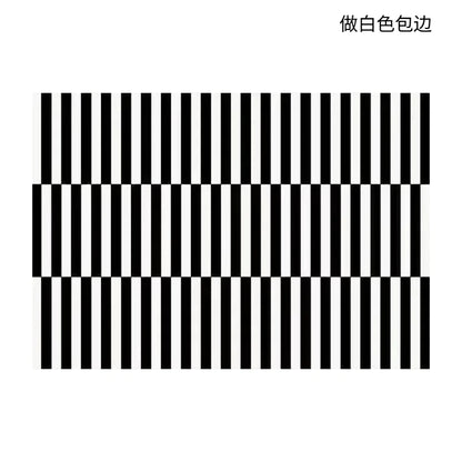 Black Stripe Plush Rug — Non-Slip Luxury Carpet for Living Room, Bedroom, Study, and Nordic Home Decor