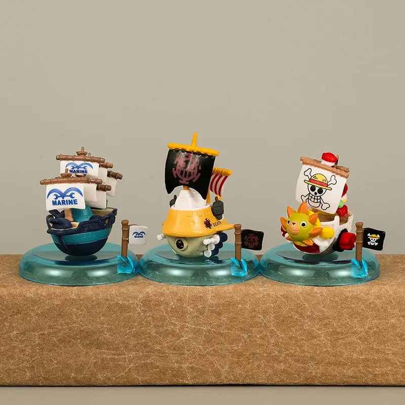 One Piece Anime Mini Figures Set - 8PCS Luffy Zoro Sanji Pirate Ship PVC Action Figures Collectible Toys Gift