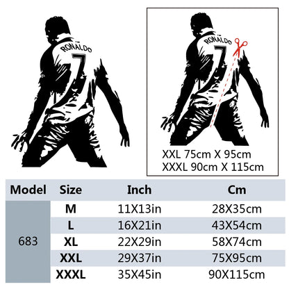 Cristiano Ronaldo Soccer Vinyl Wall Decal - Football Athlete Art Mural for Kids and Living Room Decoration