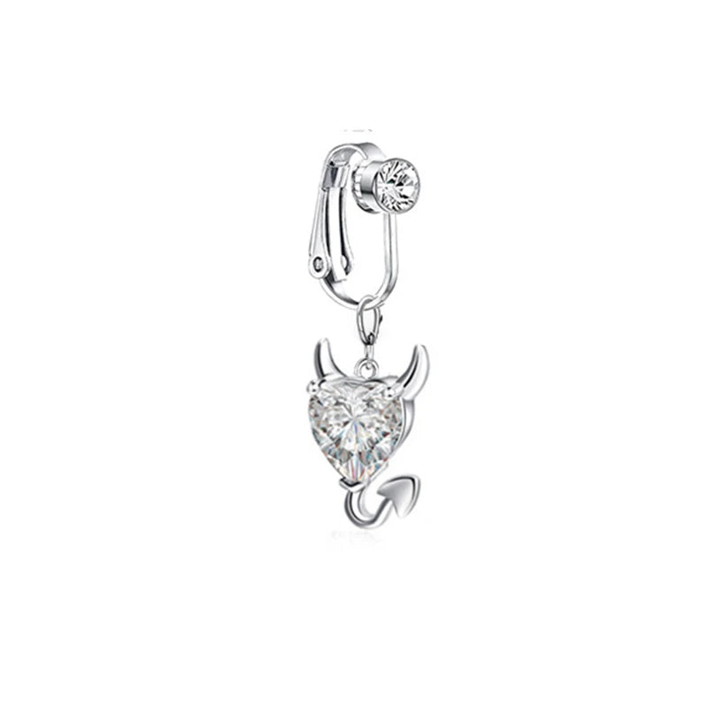 Faux Butterfly Leaves Belly Piercing – Dangling Clip-On Fake Navel & Cartilage Earring for Umbilical Piercing